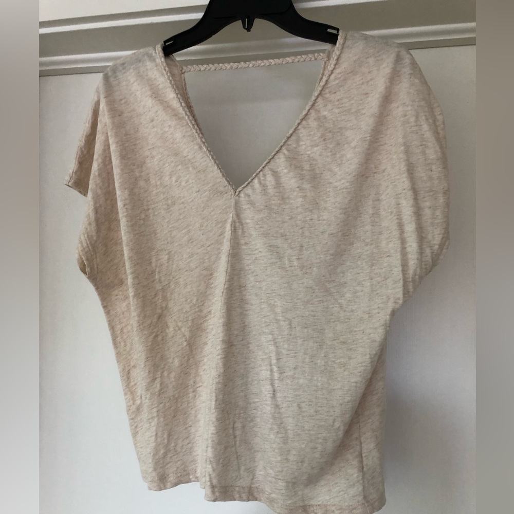 Splendid size large oatmeal melange w/gold lurex dolman sleeve tee